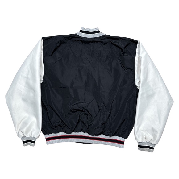 Vintage 90s Nike Black White Nylon Bomber Windbreaker Jacket Mens Medium - Picture 2 of 12